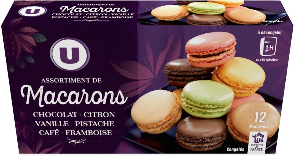 Assortiment de macarons congelés 6 parfums 12 pièces