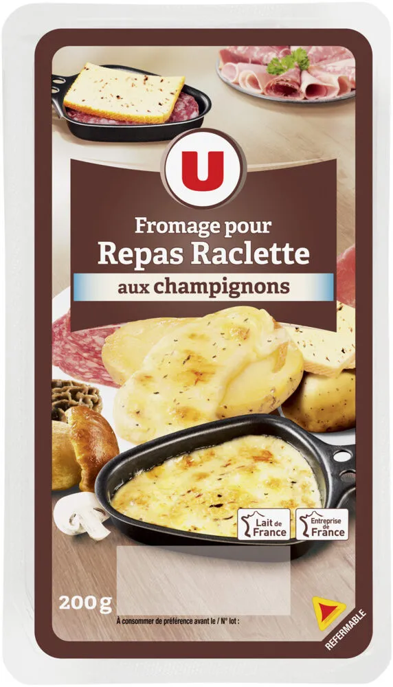 Fromage pasteurisé repas raclette aux champignons 25%MG