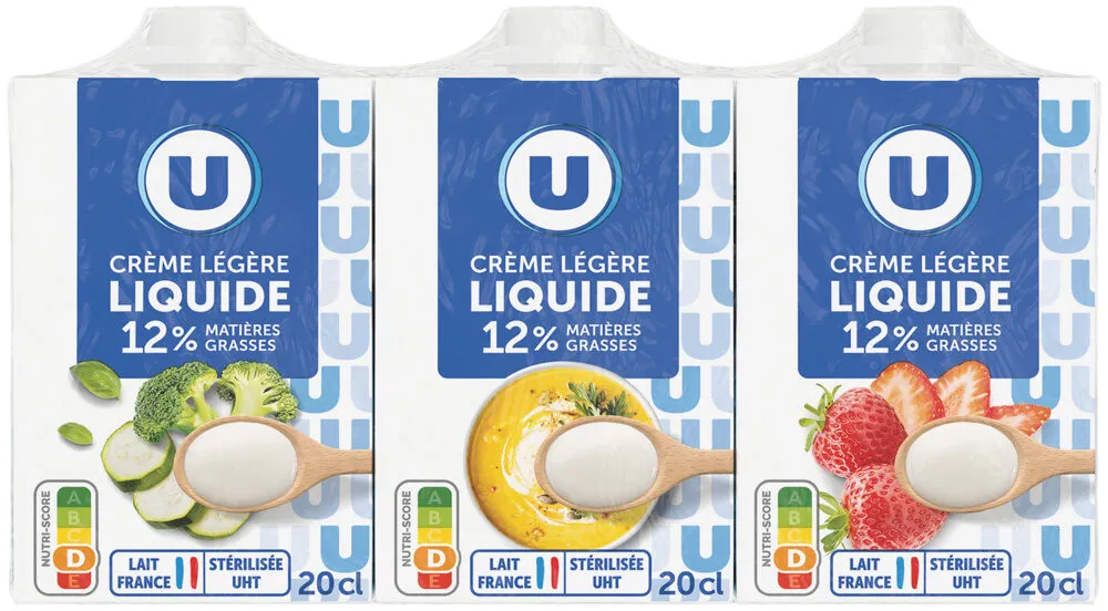 Crème légère liquide stérilisée T, 12%mg, 3x20cl