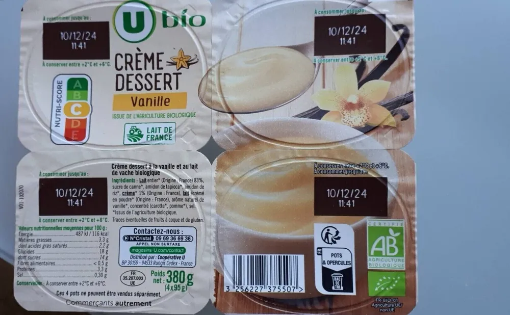Crème dessert vanille - 4x95g