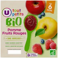 Dessert bébé Pomme fruits rouges, de 6 à 12 mois - 4x100g - Petits pots bébé
