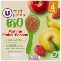 Dessert bébé pomme fraise banane, de 6 à12 mois - 4x100g - Petits potsbébé
