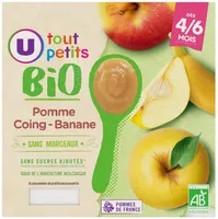 Dessert bébé à la pomme coing et banane, dès 4 mois - 4x100g - Petitspots bébé