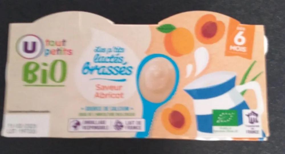 Dessert lacté brassé Bébé abricot, de 6 à 12 mois - 4x100g