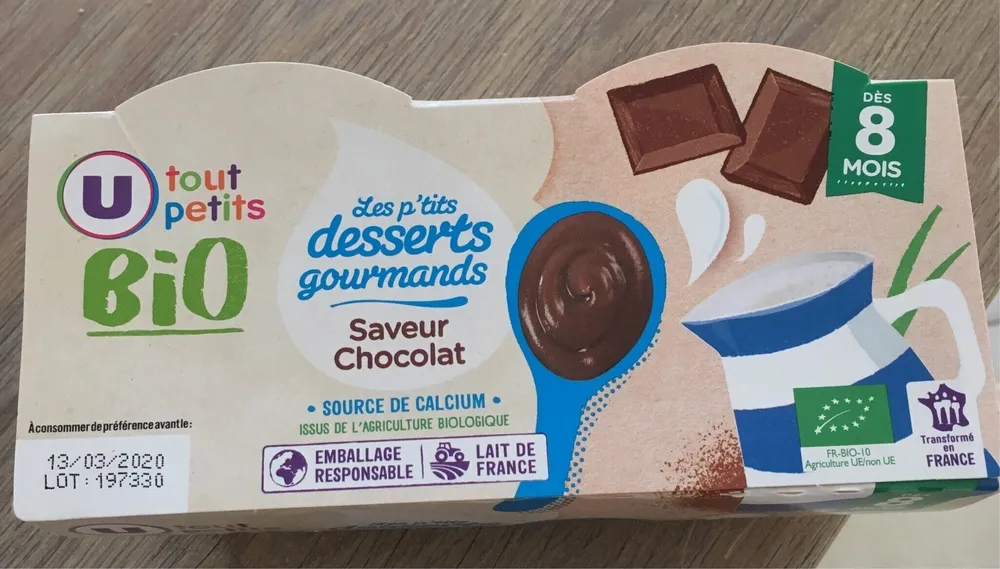 Crème dessert Bébé chocolat, dès 8 mois - 4x100g