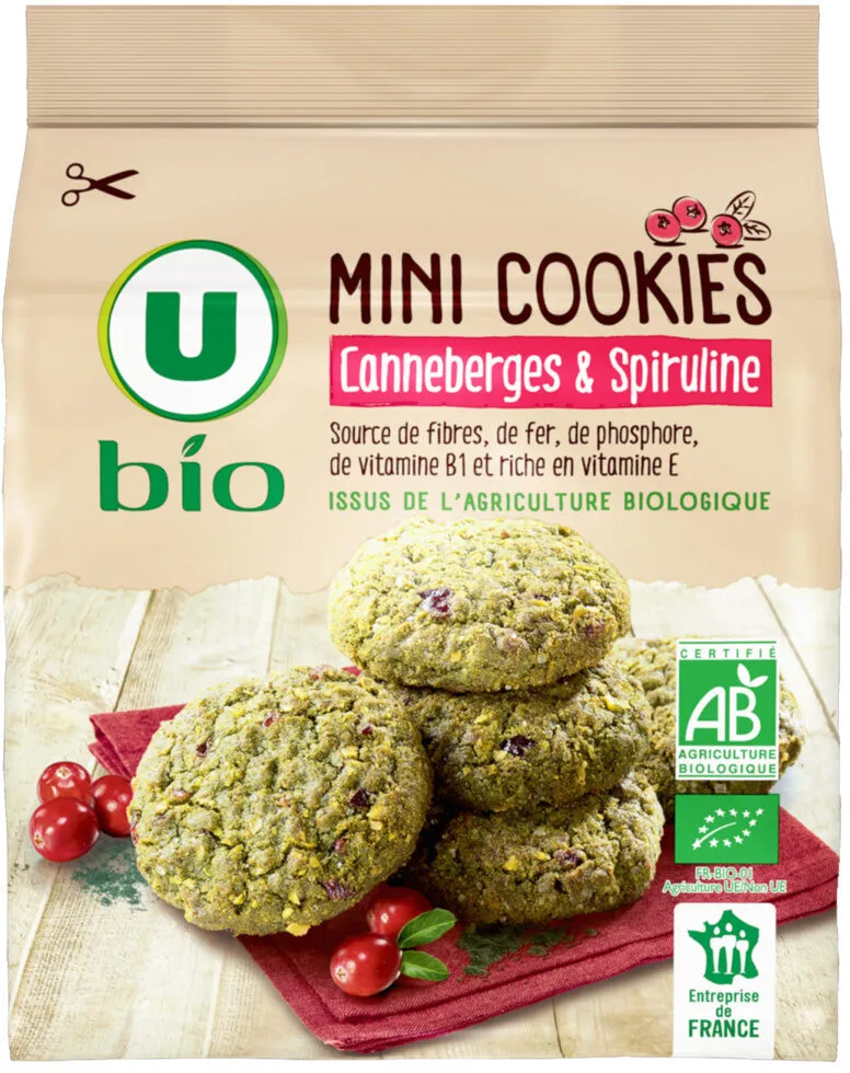 Mini cookies cranberries & spiruline