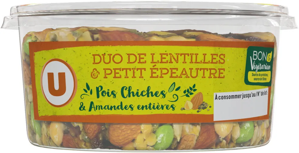 Duo de lentilles et petit épautre pois chiche et amandes entières