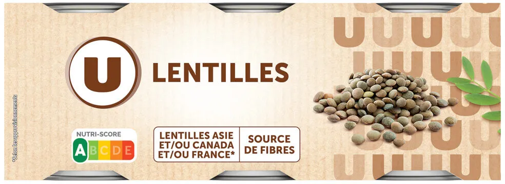 Lentilles - 3 boîtes de 130g net égoutté