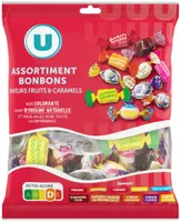 Assortiment bonbons saveurs fruits et caramels, sachet 340g