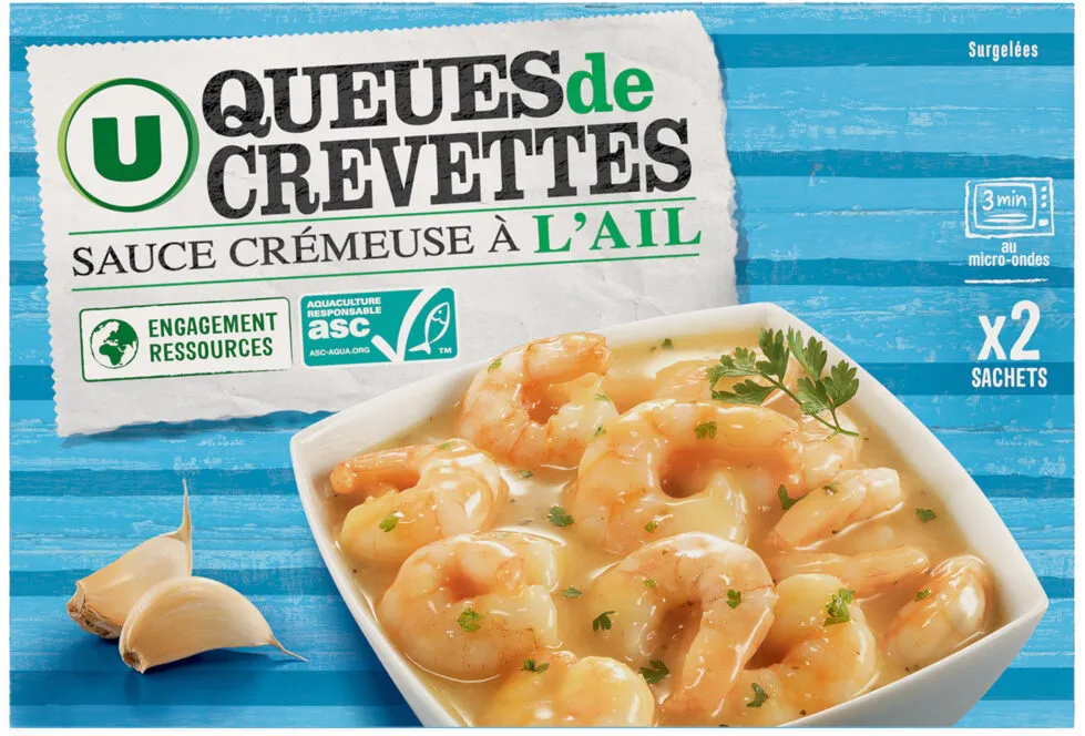 Queues de crevettes ASC décortiquées deveinées avec sauce crémeuse ailsurgelées