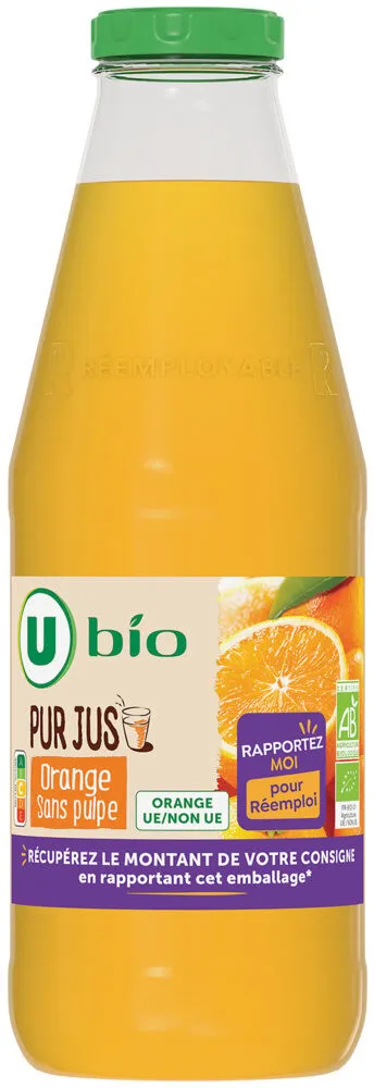 Pur jus d'orange sans pulpe - verre consignée bocal 1L
