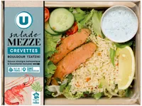 Salad'addict crevettes mini blini tzatziki