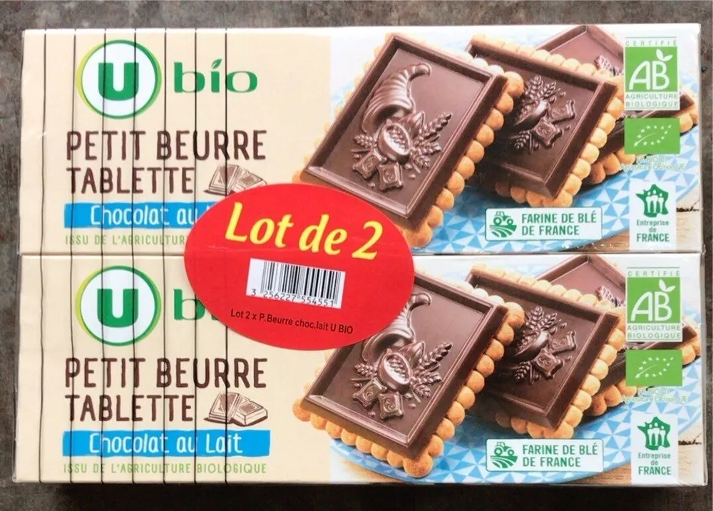Biscuits Petit beurre chocolat au lait tablette bio, 2x150g