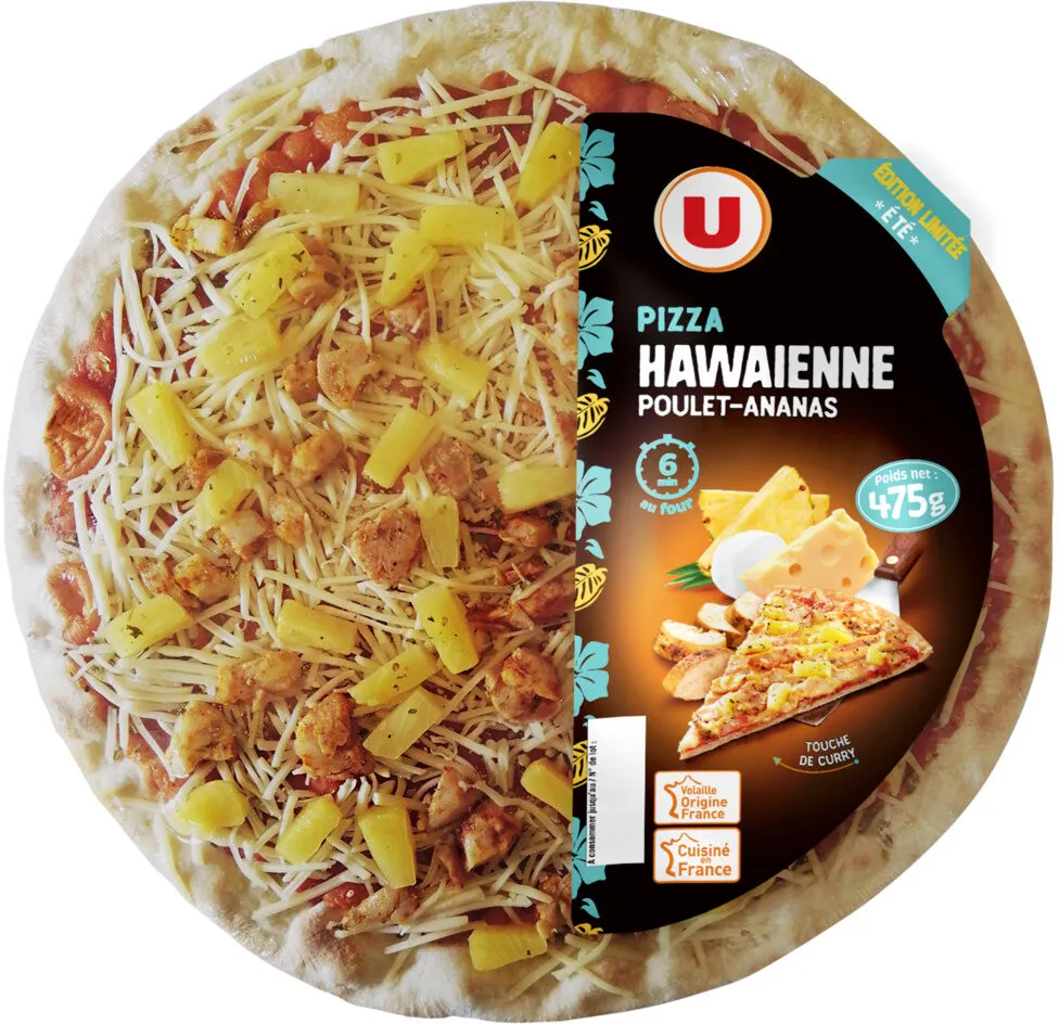 Pizza hawaienne au poulet, ananas et aromatisée curry