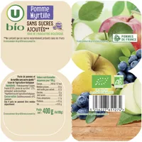 Purée pommes myrtilles sans sucres ajouté coupelle 4x100g
