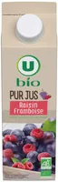 Pur jus de raisin framboise issu de l'agriculture biologique flash pasteurisé réfrigéré Bio