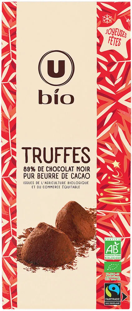 Truffes 89% chocolat noir pur beurre cacao , Boîte de 180g