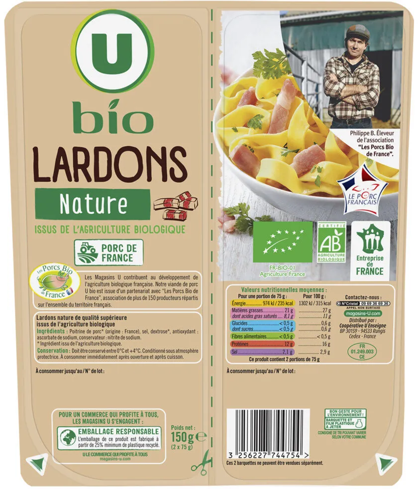 Lardons nature - 2x75g
