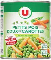 Petits pois doux et carottes Cuisson vapeur - Boîte de 530g net égoutté