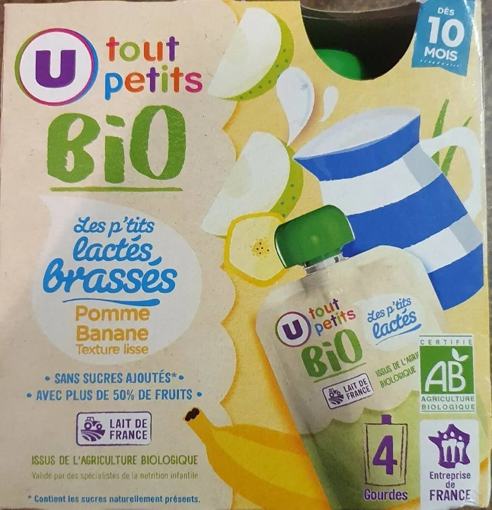 Dessert lacté brassé Bébé, Pomme Banane, dès 12 mois - 4x85g