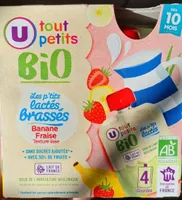 Dessert lacté brassé Bébé banane fraise, dès 12 mois - 4x85g