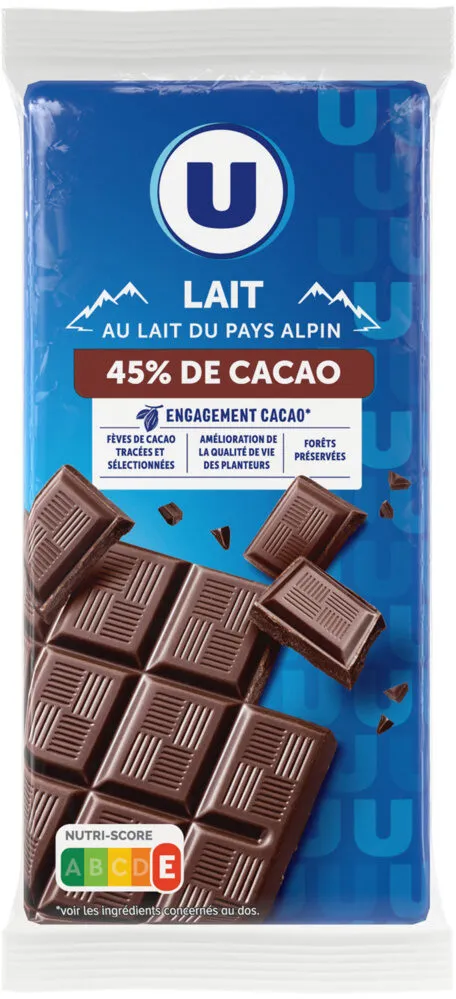 Chocolat au lait 45% 2 Tablettes de 100g