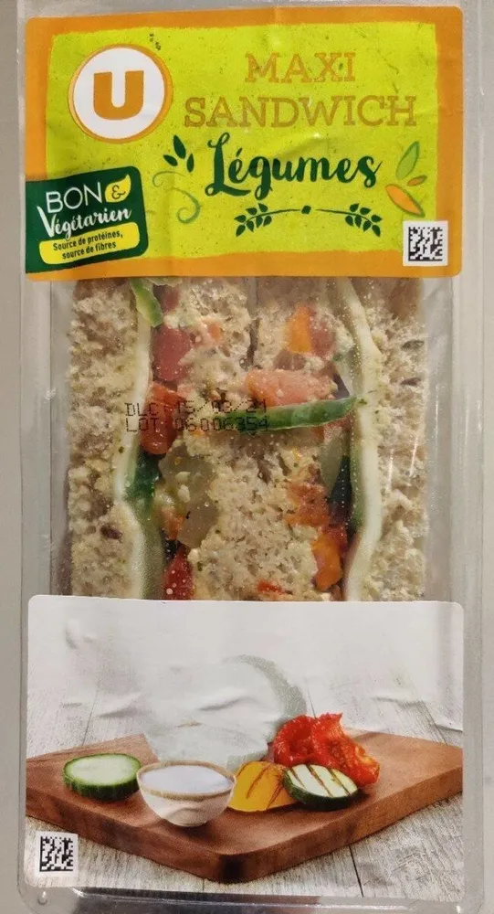Sandwich maxi veggie légumes grillés mozzarella 210g