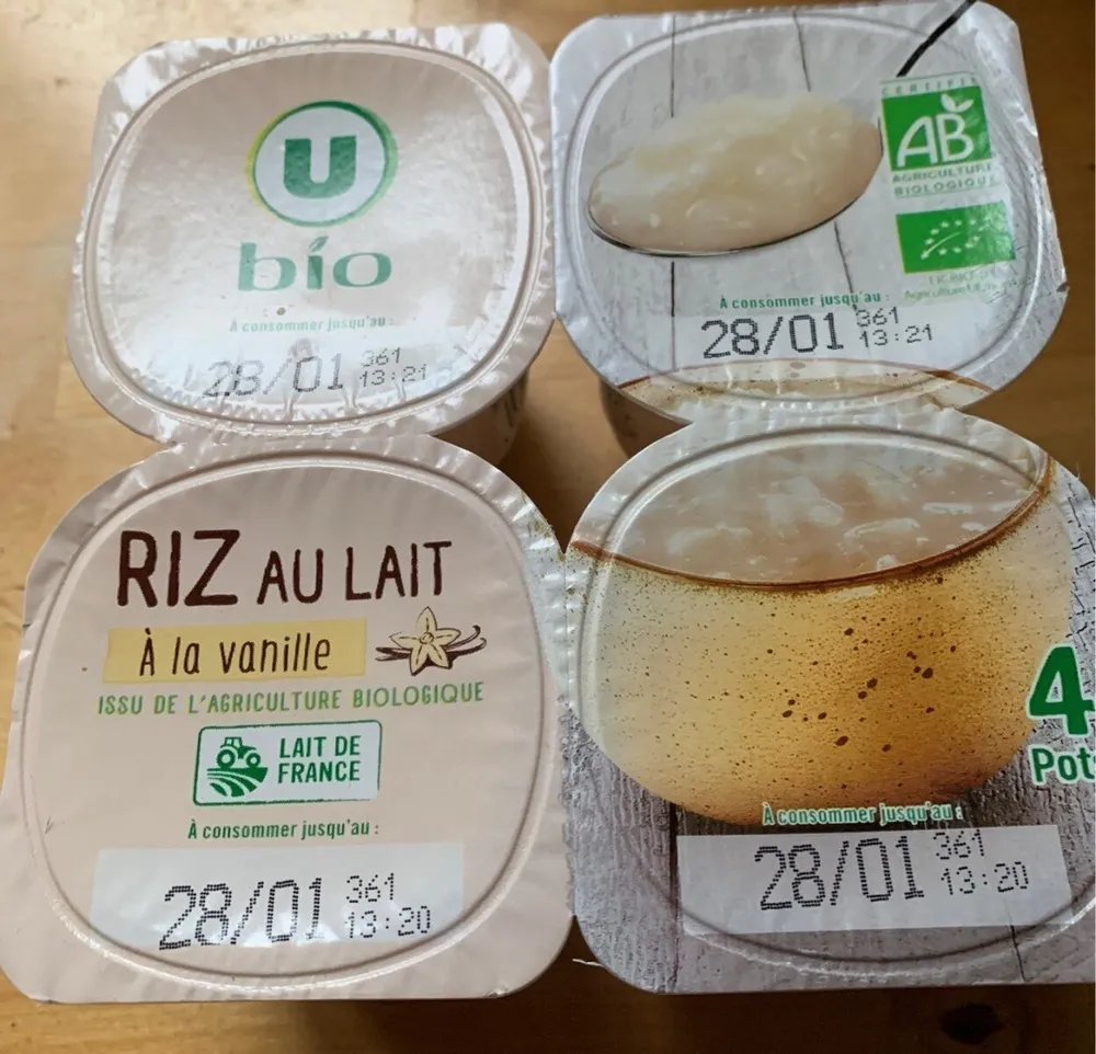Riz au lait vanille 4X115g
