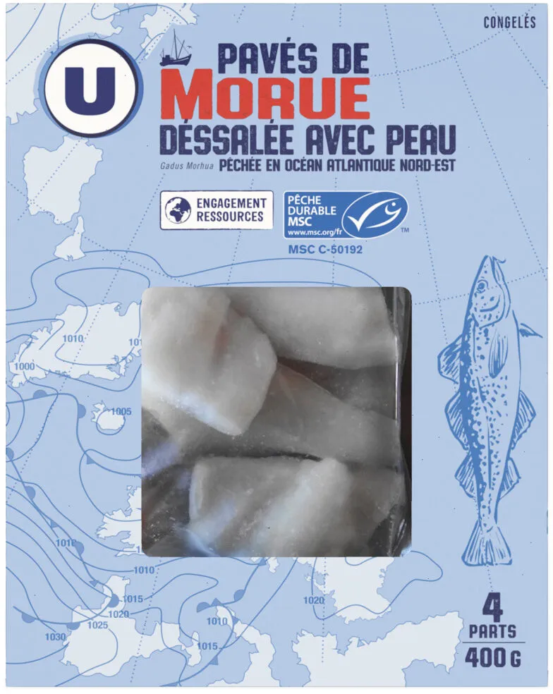 Pavés de morue déssalées MSC surgelés 400g