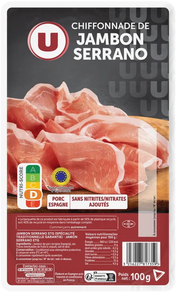 Chiffonnade de jambon serrano - 100g