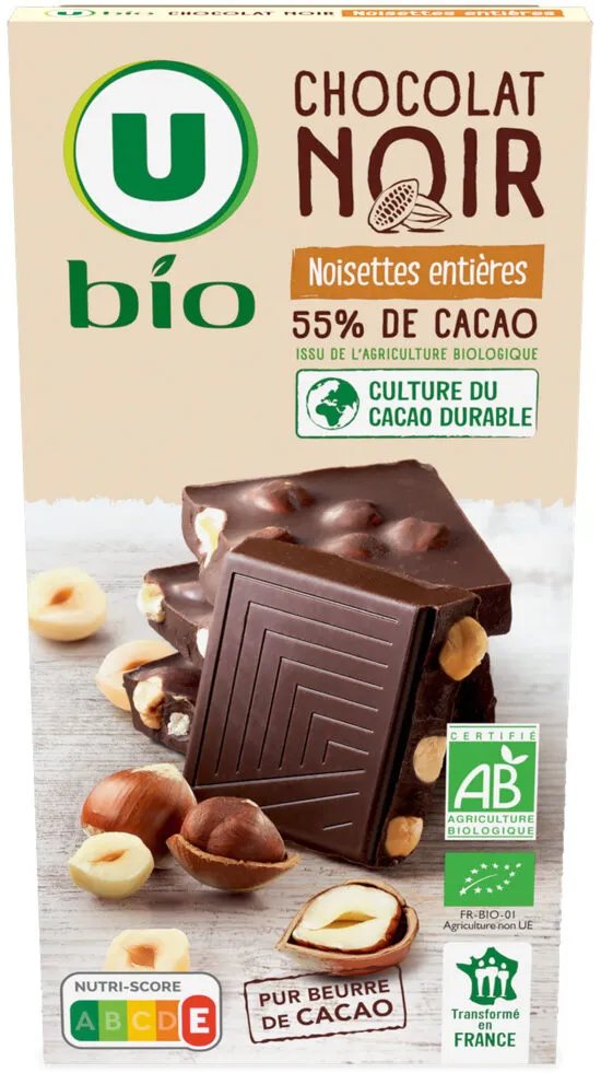 Chocolat noir noisettes entières 200g
