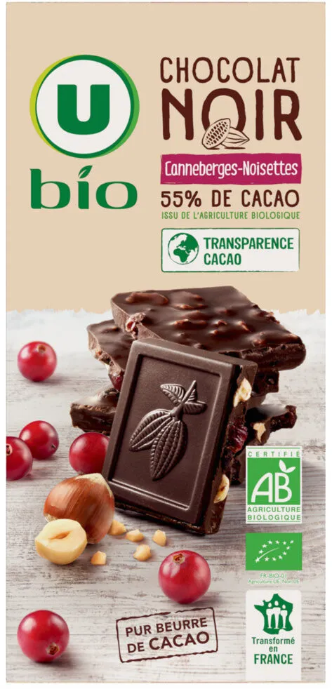 Chocolat noir Canneberges Noisettes