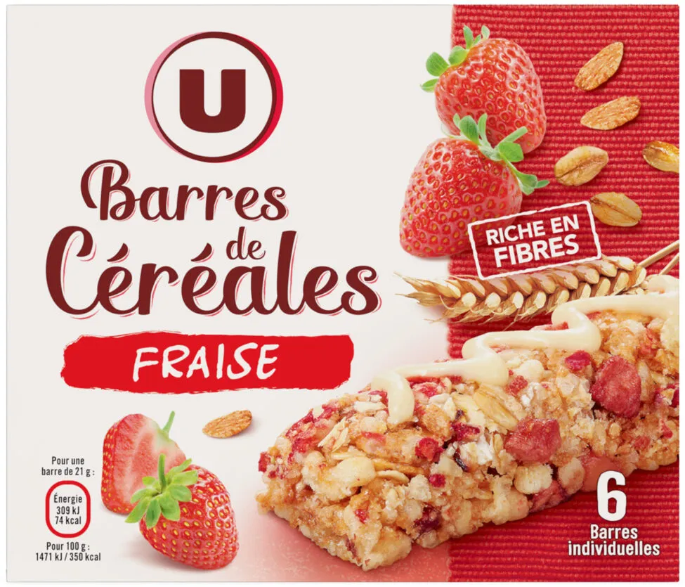 Barres de céréales blé complet fraise x6 - 126g
