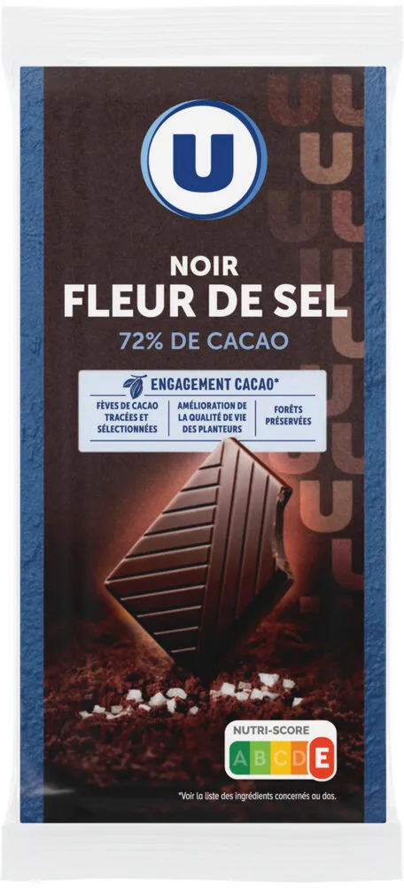 Chocolat noir fleur sel 72% Cacao, 2 tablettes de 100g