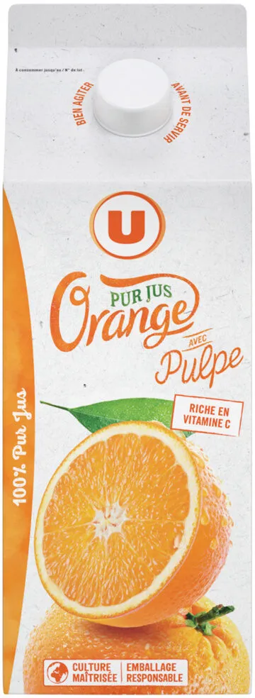 Pur jus réfrigéré orange pulpée flash pasteurisé bk 1,75L