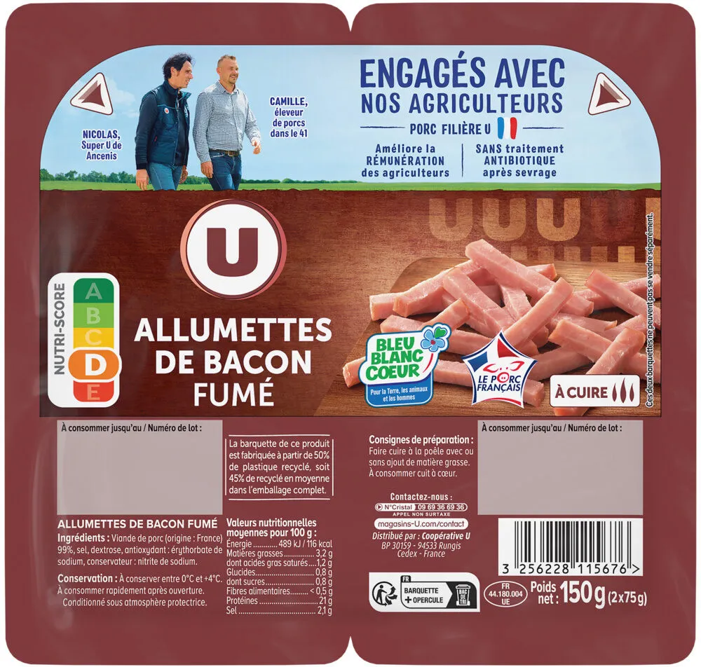 Allumettes de bacon fumé - 2x75g