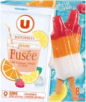 Bâtonnet en forme de fusée framboise orange citron