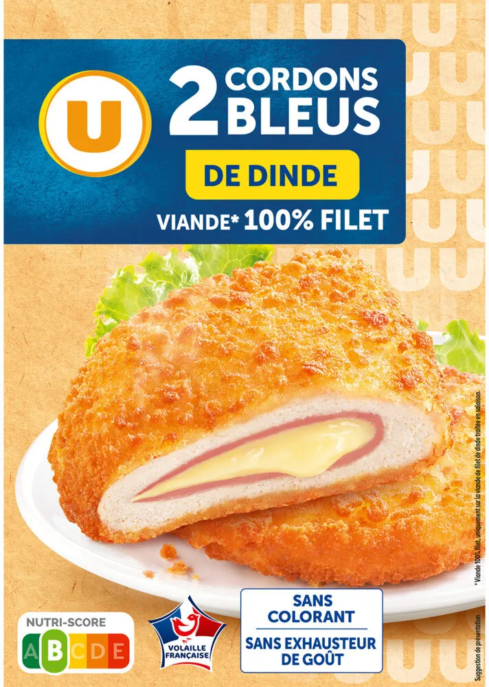 Cordon bleu de dinde, France, 2 pièces, barquette, 200g