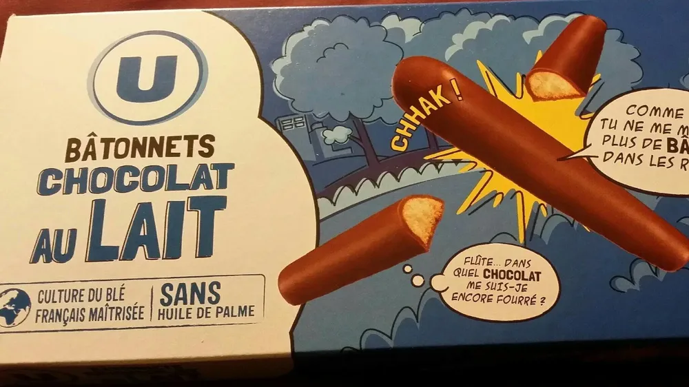 Bâtonnets au chocolat au lait paquet 150g
