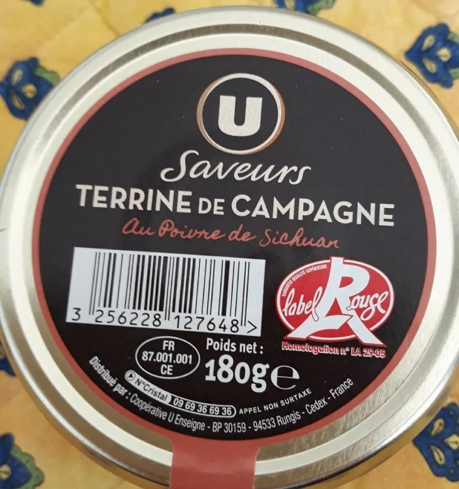 Terrine de campagne label rouge poivre Sichuan verrine 180g