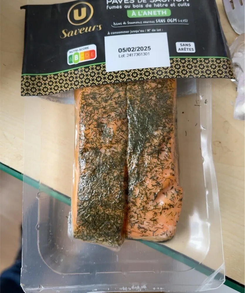 Pavé saumon fumé cuit à l'aneth, Salmo salar, transformé en Belgique,220g