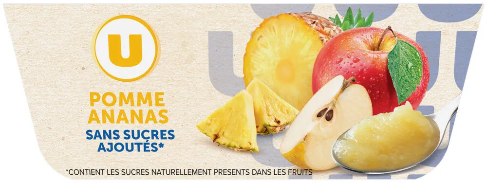 Dessert fruitier coupelle pomme ananas sans sucre ajouté 4x100g