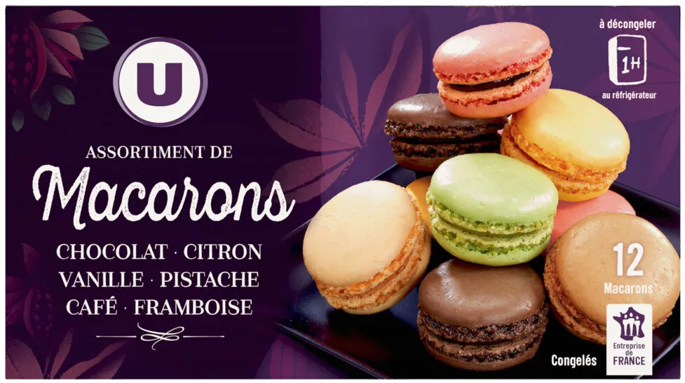 Assortiment de macarons congelés 6 parfums x12 - 154g