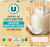 Yaourt au lait entier parfum coco pot verre 4x125g