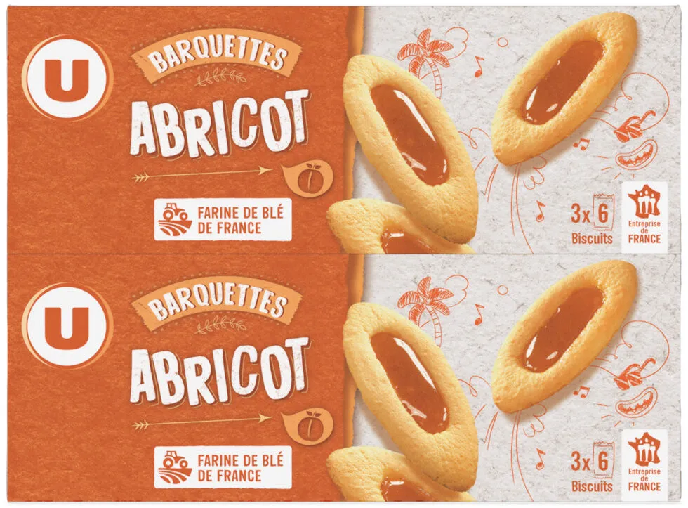 Biscuits Barquettes à l'abricot - 2 paquets de 120g