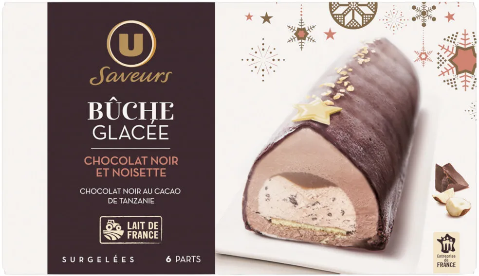 Bûche glacée chocolat noir et noisette