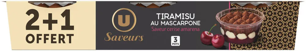 Tiramisu cerise amarena - 2x100g + 1 offert