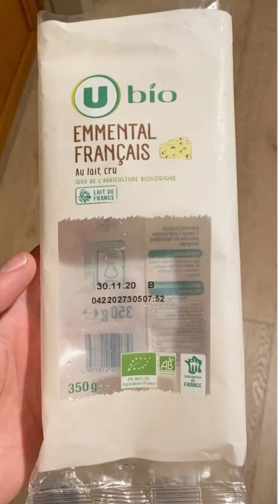Emmental français au lait pasteurisé 31%MG - Bloc 350g