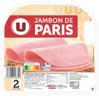 Jambon cuit de Paris sans couenne VPF 2 tranches 90g