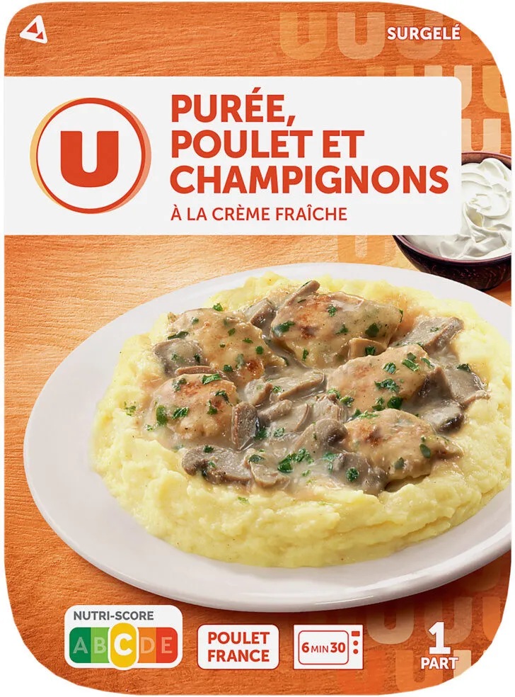 Plat cuisiné individuel Ecrasé pommes de terre et poulet sce champignon barq.300g
